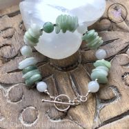 Chunky Jade Bracelet With Silver Toggle Clasp